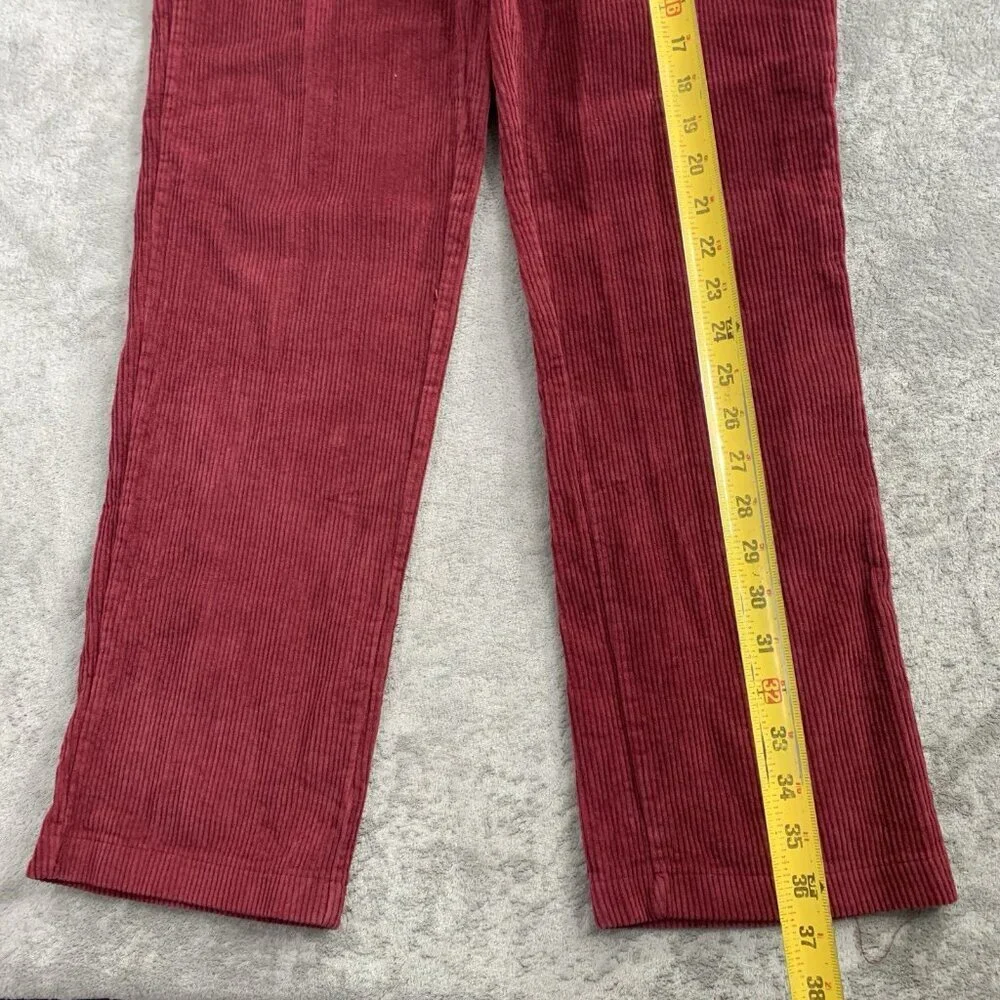 Krooked Skateboarding Pants Mens Small Maroon Corduroy Straight Leg Eyes Logo